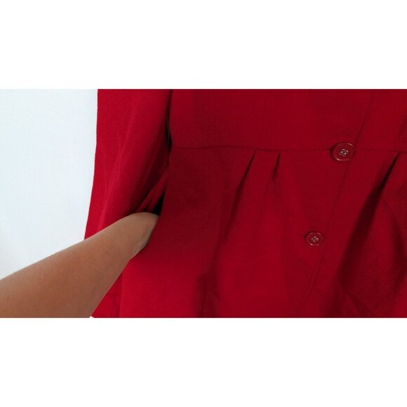 BOSTON PROPER sz 10 100% Wool Winter Coat Peacoat Jacket Long Peplum Mock Neck - Picture 8 of 12